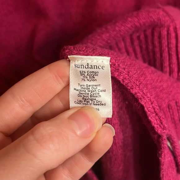 Sundance Raspberry Ribbed Cotton Blend Long Sleeved Sweater, Women’s Size XS - Picture 4 of 7